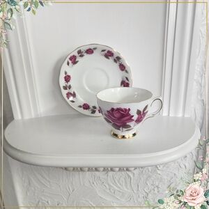 Colclough Bone China Pink Rose Tea Cup and Saucer